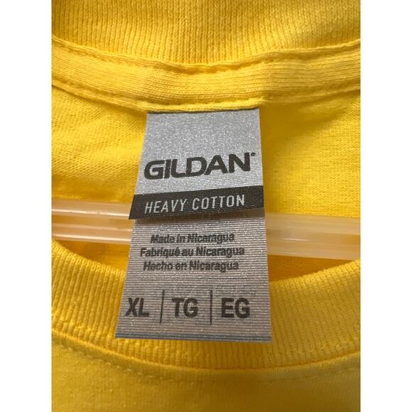 NWT Gildan Pack of 2 Men Heavy Cotton Crewneck Pullover Shirt Size L & XL Yellow - Picture 2 of 4